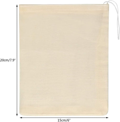 Tayfremn 100pcs Wedding(6 7.9 inches) Cotton Drawstring Bags, Reusable Muslin Bag Natural Cotton Bags with Drawstring