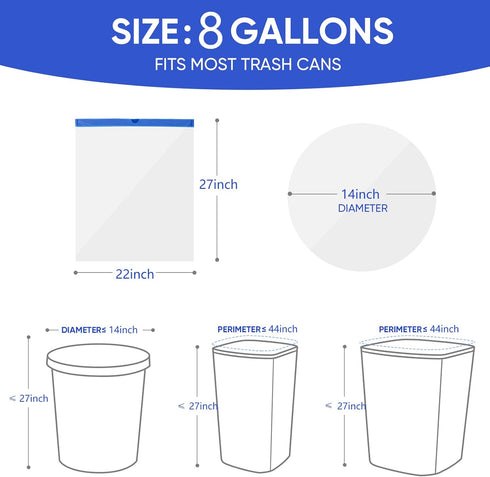 8 Gallon Medium Drawstring Garbage Bags, 60 Count, Thickened Stretchy for Kitchen, Bedroom, Bathroom, Office