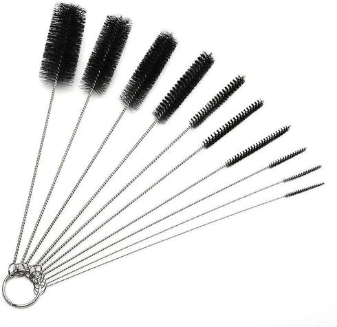 Long Straw Brush, Nylon Pipe Tube Cleaner Set of 10 with 8.2-inch Length and 10 Different Diameters
