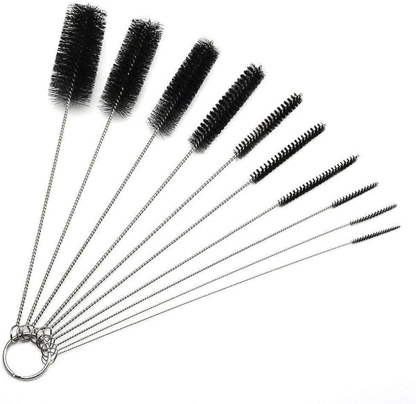 Long Straw Brush, Nylon Pipe Tube Cleaner Set of 10 with 8.2-inch Length and 10 Different Diameters
