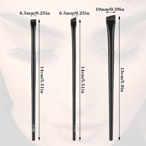 3 Pcs Fine Angled Eyeliner Brush Thin Eyebrow Brush Set Precision Gel Eye Liner Brush Brow Tint Brush Fine Angled Tinting Brushes Ultra Thin Slanted Flat Angle Makeup Brush for Beauty Eye Makeup Tool