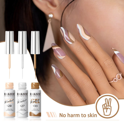 RARJSM Gel Paint for Nail Art, Nude Liner Gel Polish Set, 12 Colors with Thin Sharp Brush