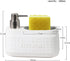 White Ceramic Dish Detergent Dispenser for Kitchen Sink, 21 oz Large Capacity with Sponge Holder