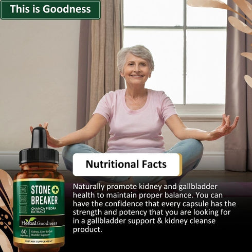 Herbal Goodness Chanca Piedra - Kidney Stones Dissolver, Gallstone Breaker, 60ct Capsules - 1 Bottle
