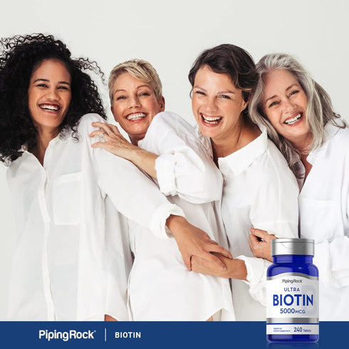 Piping Rock Biotin 5000mcg | 240 Tablets | Vegetarian, Non-GMO, Gluten Free Beauty Vitamin Supplement