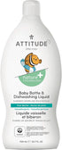 ATTITUDE Baby Dish Soap and Bottle Cleaner, EWG Verified, Vegan, Pear Nectar, 23.7 Fl Oz, No Added Dyes or Fragrances