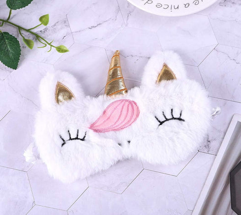 2 Pack Cute Animal Sleep Mask for Girls, Soft Plush Unicorn Blindfold Eye Cover for Travel & Sleeping