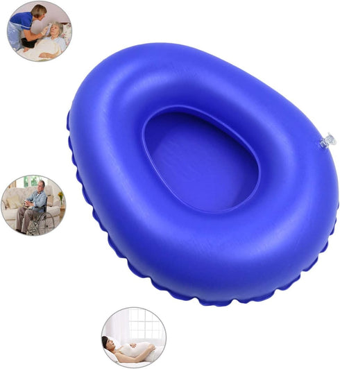 LiXiongBao Portable Air Bedpan, Inflatable Cushions Potty for Home Hospital Elderly Bedridden, Washable Air Inflation