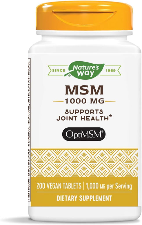 Nature's Way MSM 1000 mg, Joint Health Supplement, 200 Tablets, Gluten-Free & Vegan