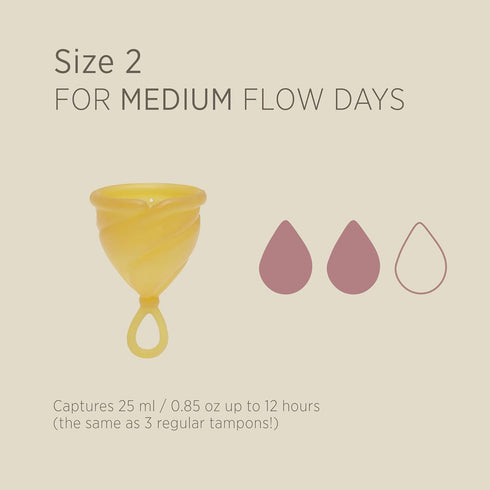 Single-Pack 2 100% 12 Hevea Loop Menstrual Cup Size (Natural), Made from Natural Rubber - Softest Period Cup - Wear