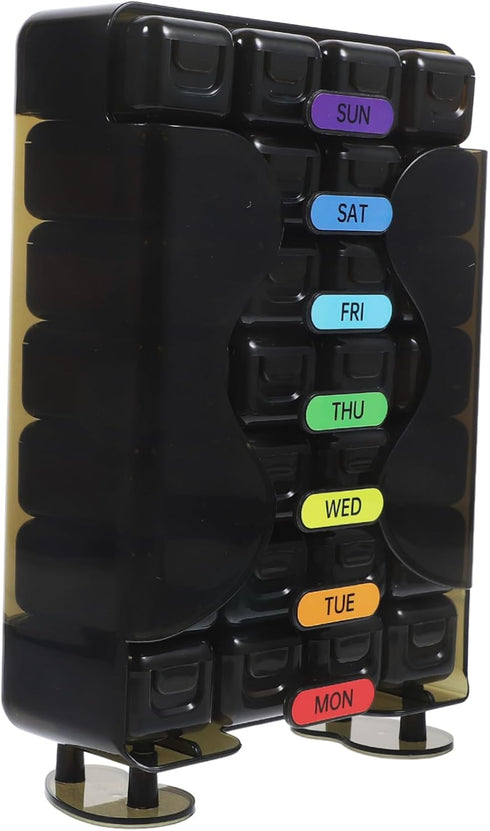 Portable Weekly Pill Organizer with Compartments Compact Travel Medicine Case for Daily