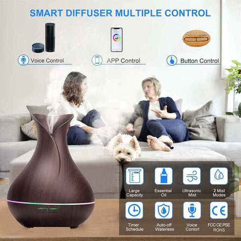 Settings Smart WiFi Wireless Essential Oil Aromatherapy Diffuser, Compatible with Alexa & Google Home, Phone App