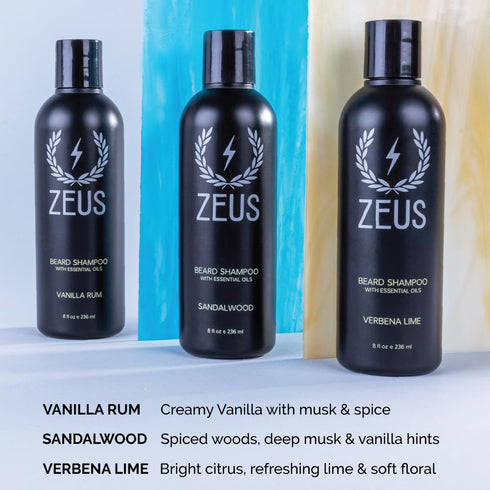 ZEUS Beard Shampoo, Cleansing & Moisturizing with Green Tea, 8 oz, Verbena Lime