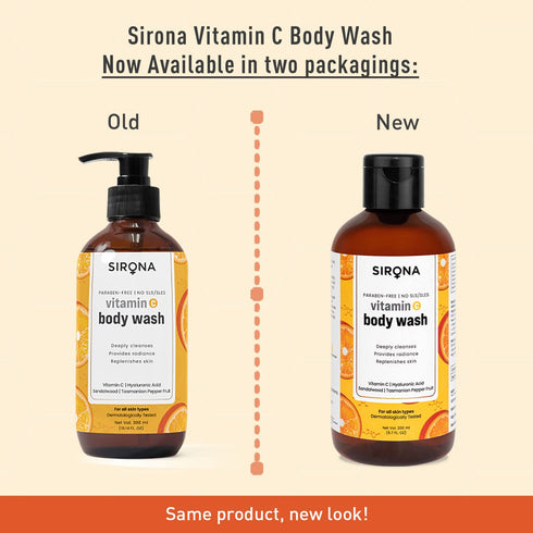 Sirona Natural Vitamin C Body Wash for Men & Women, Gel Based Shower Gel with Hyaluronic Acid, 200 ml