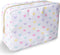 Nylon Large Makeup Bag, Travel Cosmetic Pouch, Waterproof Toiletry Bag for Women, Cute White-Heart Design