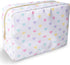 Nylon Large Makeup Bag, Travel Cosmetic Pouch, Waterproof Toiletry Bag for Women, Cute White-Heart Design