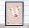 The Card Zoo Baby Birth Details Nursery Christening Woodland Animals Pink Initial M Print