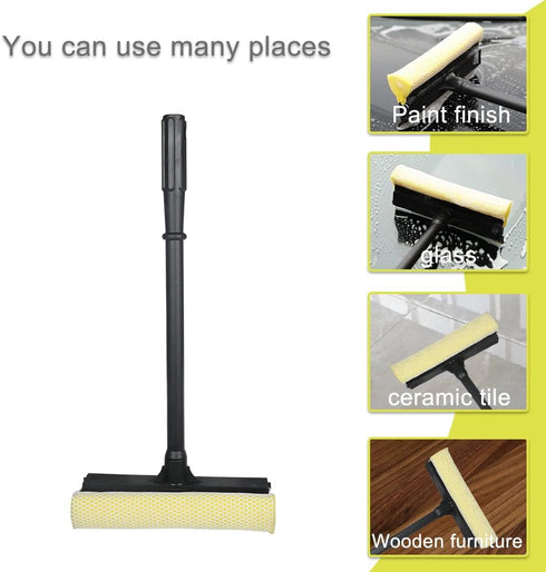 MULING Window Squeegee Cleaning Tool: 2 in 1 Window Cleaning Car Squeegee with Windshield Cleaning Sponge