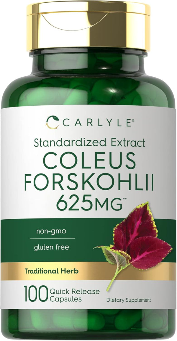 Carlyle Coleus Forskohlii Capsules | 625mg | 100 Count | Non-GMO & Gluten Free Standardized Extract