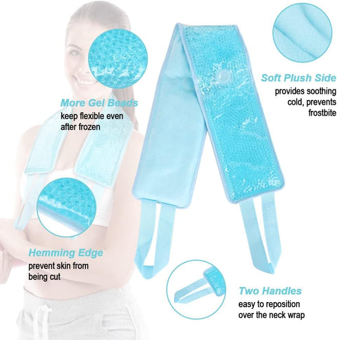 NEWGO Ice Pack for Neck Pain Relief, 24.8" x 4.13", FSA or HSA Neck Ice Pack Wrap for Cervical Pain