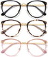 Blue Light Blocking Glasses (3 Pack) - Women and Men Computer Eyeglasses with Metal Frame (Black, Leopard, Pink)