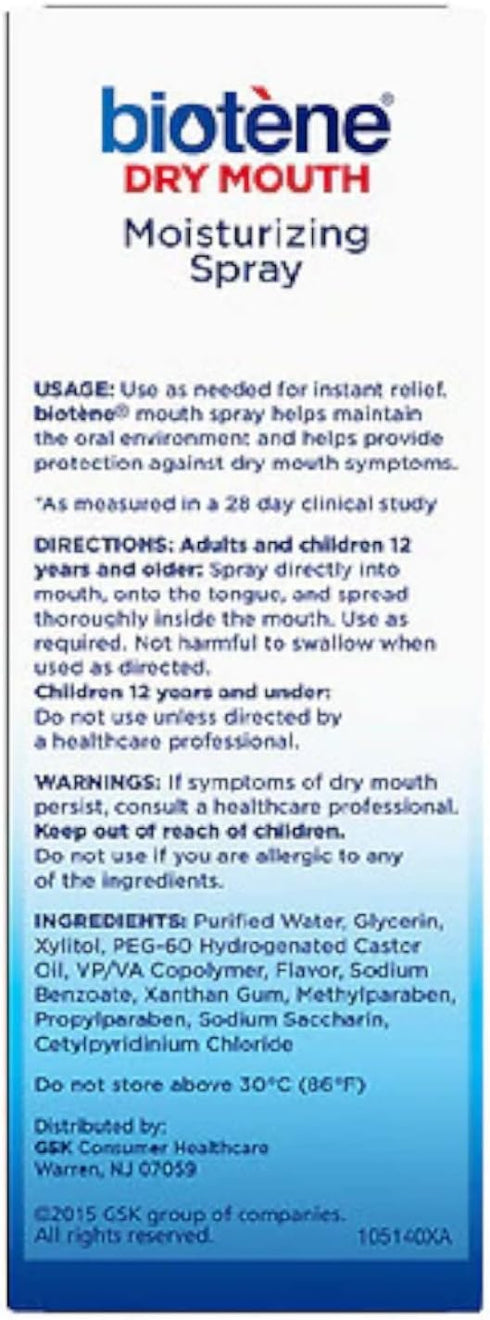 Biotene Moisturizing Dry Mouth Spray, Gentle Mint, 1.5 fl oz (Pack of 4)