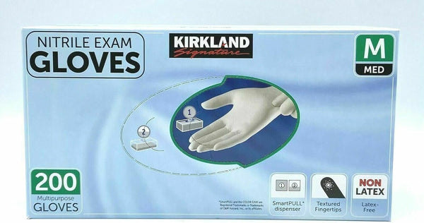 Kirkland Signature Nitrile Gloves, Box of 200, Medium for Health Care and Food Service