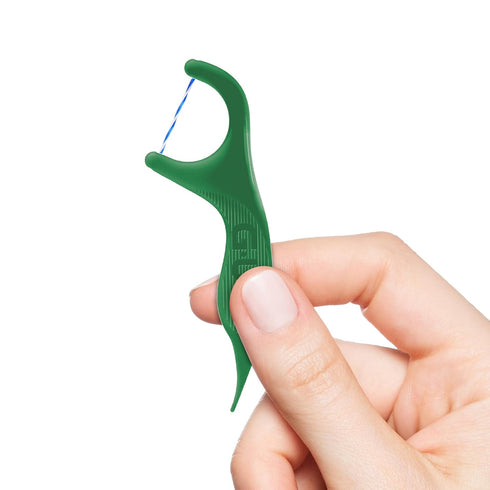 GUM Twisted Mint Floss Picks - Twisted Threads, Shred-Resistant Floss, Easy Grip Handle, 150ct (Pack of 4)