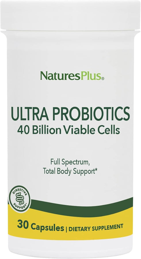 Natures Plus Ultra Probiotics - Maximum Strength Digestive Supplement - 30 Vegetarian Capsules
