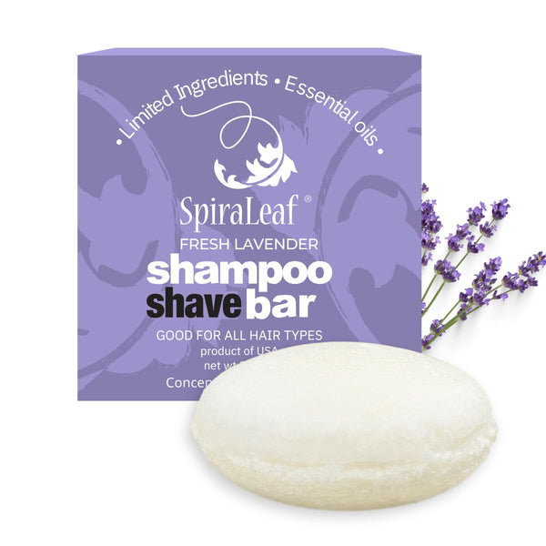 SPIRALEAF Shampoo & Shave Bar - Plant-Based for All Hair Types, Concentrated Formula with Essential Oils, 2.25oz