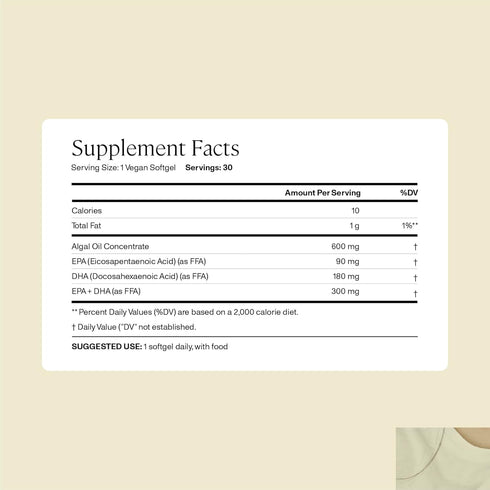 ANYA Omega-3 with 300mg of DHA and EPA - Non-GMO, 100% Vegan Postnatal Supplement for New Moms