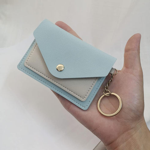 Light Blue PU Leather Birth Control Pill Case & Medicine Wallet