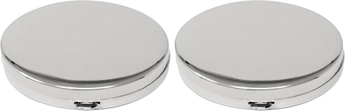 Set of 2 Oval-Shaped Pocket Purse Pill Box & Organizer with Dual Compartments (Silver Flat Top)