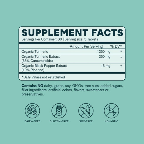 Ora Organic Turmeric Curcumin with Piperine, Pure Extracts for Joint Stress, Cardiovascular Health, 90 Vegan Tablets