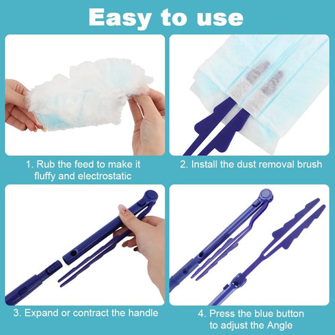 Ravionell 30 2 2 Dusters Starter Kit, pcs Microfibers Duster Refills with Extendable Handle and Mini Crevice Cleaning