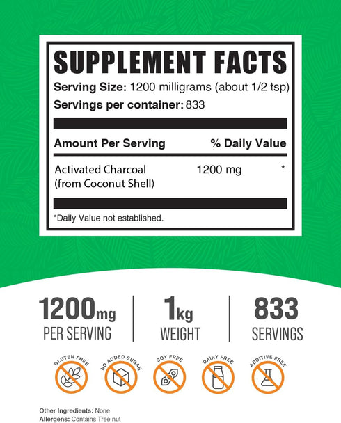 BulkSupplements.com Activated Charcoal Powder - Charcoal Powder for Teeth Whitening from Coconut Charcoal - Vegan &