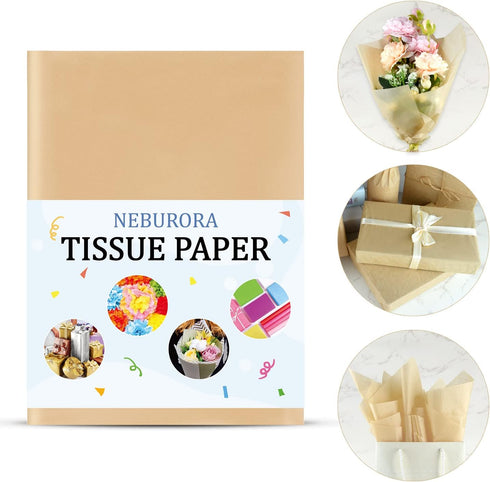 NEBURORA 120 Sheets Kraft Tissue Paper 14 x 20 Inches Brown Wrapping Tissue Paper Bulk Kraft Wrap Paper Sheets for Gift Bags Packaging Floral Filler Crafts Birthday Christmas Halloween Decor(Kraft) by NEBURORA
