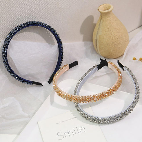 Ruihfas Fashion Sparkle Headbands - 4 Rows Crystal Rhinestone Beaded Hair Hoop Band (Navy)
