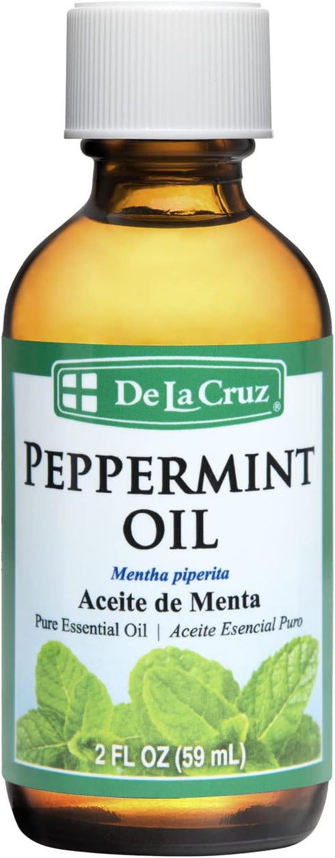 De La Cruz 100% Peppermint Essential Oil - Steam Distilled Aromatherapy - 2 Fl OZ