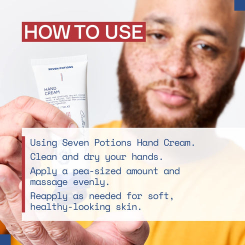 SEVEN POTIONS Natural Hand Cream for Dry, Chapped Hands, 3.4FL OZ - Non-Greasy, Lightweight, Long-Lasting Hydration,