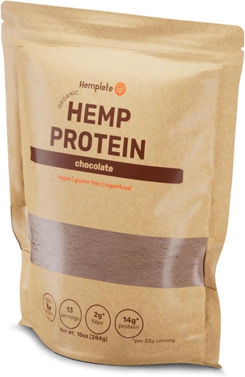 Hemp Vegan Protein Powder - Easy to Digest Chocolate Drink for Heart & Brain Health, 10 oz
