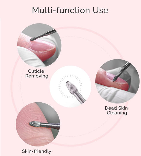MelodySusie Cuticle Clean Nail Drill Bit, Professional Safety Carbide Under Nail Cleaner for Manicure Nail Salon