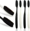 Large Long Head Toothbrush, 4-Pack, Upgraded Hard Charcoal Bristles for Whitening and Plaque Removal