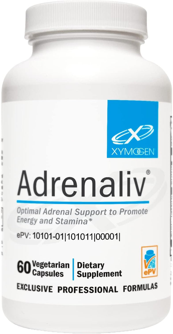 XYMOGEN Adrenaliv - Adrenal Support Supplement for Energy, Stamina, Stress Response - Rhodiola Rosea, 60 Capsules