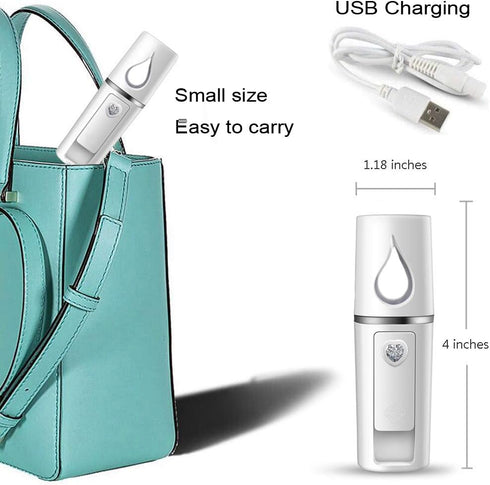 Portable Nano Facial Mister - Mini Facial Steamer with Mirror & 20ml Visual Water Tank (White)