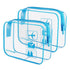 Lermende 2pcs Clear Toiletry Bag, TSA Approved Travel Bag, Quart Sized Makeup Cosmetic Bag for Women Men (Blue)