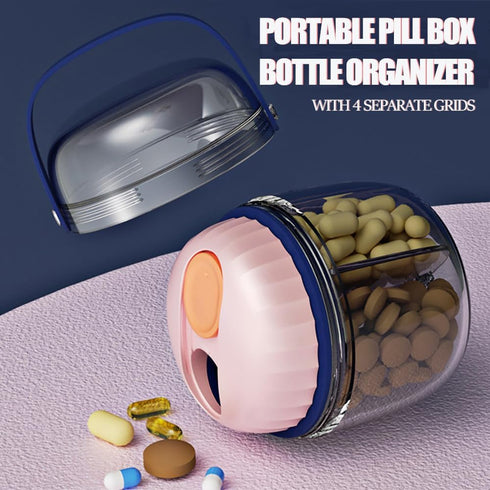 HMTRADE 7-Day Portable Pill Box Bottle Organizer,Weekly Pill Organizer Travel Medicine Organizer,Cute Medicine