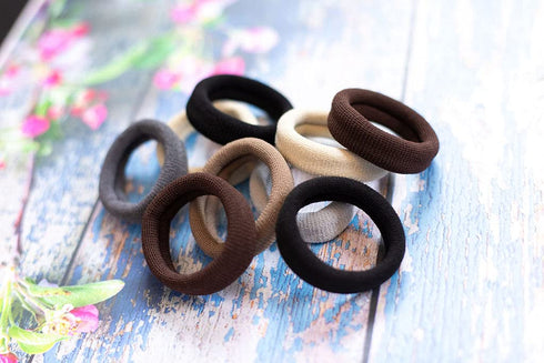 Large Multi Color Pack Hair Ties for Thick, Heavy or Curly Hair - Non-Slip, Seamless Women's Ponytail Scrunchies