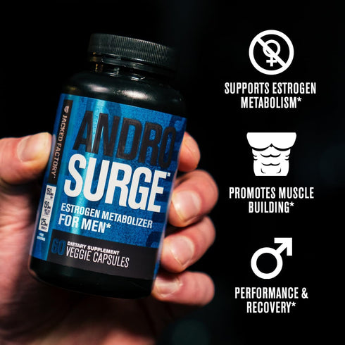 Androsurge Estrogen Blocker for Men, Natural Muscle Builder with DIM, Long Jack, & Grape Seed Extract