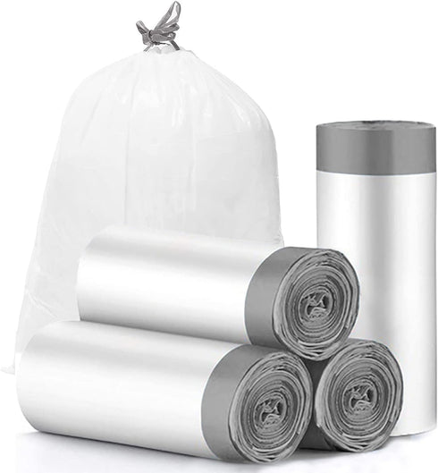 CHARMOUNT Drawstring 4 Gallon Trash Bags, Small Unscented Garbage Bags, 60 Count